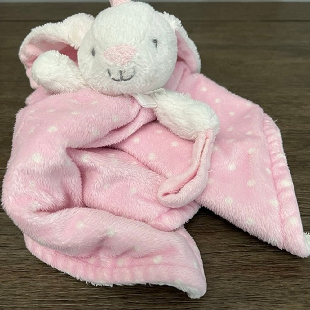 Blankets & Beyond Bunny Plush Pink Polka Dot Security Blanket Lovey Rabbit Baby